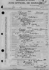 Joseph Jonas THOMAS - 1921 marriage