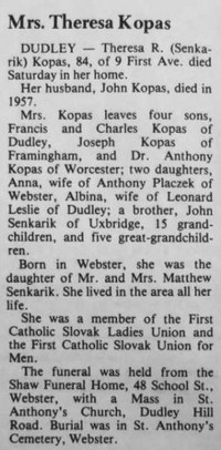 Theresa R SENKARIK - Obituary