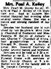 Pearl Margaret Frances SHOREY - The Citizen Advertiser Auburn, New York Friday, August 18, 1961