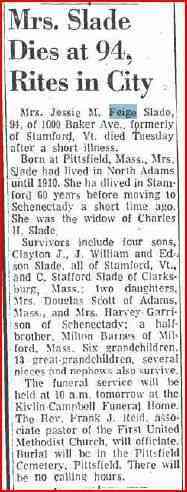 Jessie Mabel FEIGE - 4 Feb 1971 Schenectady NY Gazette