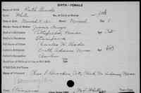 Ruth E SLADE - Birth Vermont, Vital Records, 1760-1954