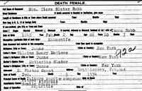 Clara Slater MATTHEWS - Vermont State Archives and Records Administration; Montpelier, Vermont; Vermont Death Records, 1909-2008