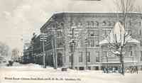 St Johnsbury, Vermont, USA - Winter Scene - Citizens Bank Block and R.R. St.