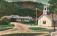 Stark, New Hampshire, USA - The Church and Covered Bridge at Stark, N.H.