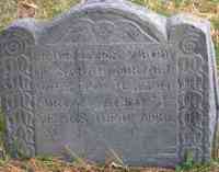 Sarah STONE - Grave  Inscription: HERE LYES Ye BODY OF SARAH MIRIAM WIFE TO JOSEPH MIRIAM AGED 71 YEARS DIED APRIL Ye 5th 1704