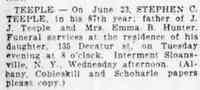 Stephen Crocker TEEPLE - The Brooklyn Daily Eagle Brooklyn, New York Tuesday, June 25, 1907
