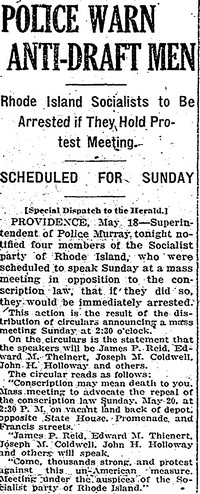 Wilhelm August Erdman THEINERT - POLICE WARN ANTI-DRAFT MEN