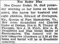 Augusta Johanne THEINERT - 1926 Death Date: 1926-04-23 Paper: Springfield Republican