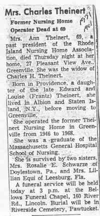 Anne THEINERT - 1971 obituary