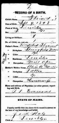 Gladys E THEINERT - 1898 Birth Maine Birth Records, 1621-1922 female Theinert, b. Sept 9, 1898 in Lewiston, ME Daughter of William Albert Theinert, b. Springfield, MA