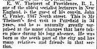 Wilhelm August Erdman THEINERT - Date: November 22, 1906 Location: Massachusetts Paper: Springfield Republican