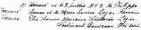 Honoré THOMAS - Baptism 8 July 1853 Honore Thomas Tracadie