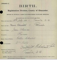 Marie Elisabeth THOMAS - Birth