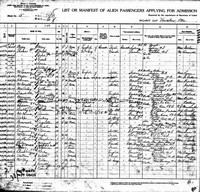 Joseph Zabulin THOMAS - 1921 List or Manifest of Alien Passengers Applying for Admission