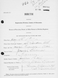 Joseph François (Frank) THOMAS - Birth