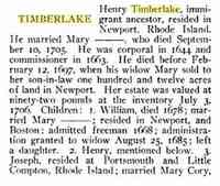 Henry TIMBERLAKE - Title Genealogical and personal memoirs relating to the families of Boston and eastern Massachusetts, Volume 2 Genealogical and Personal Memoirs Rela