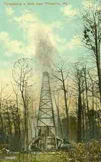 Titusville, Pennsylvania, USA - Titusville, Pennsylvania, USA - Torpedoing a Well near Titusville, Pa.