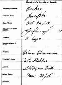 Joseph Herville TRAHAN - Death record