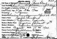 Joseph Dominateur (Dominic) TREMBLAY - Death Vermont, Death Records, 1909-2008