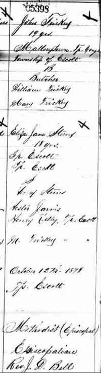 Eliza Jane STERNS - 1879 marriage