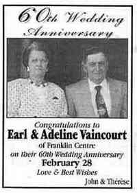Adeline VAILLANCOURT - 60th Wedding Anniversary February 28, 2000