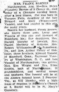 Helen (Nellie) VAN SLEET (BARNES) - Springfield Union Springfield, Massachusetts 1951-09-01