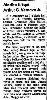 Martha Elizabeth EQUI - 1957 marriage