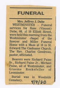 Rose Elizabeth VINCENT - Funeral