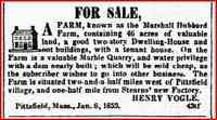 Henry VOGEL - 1859 Feb 3 Newspaper: Sun (Pittsfield)