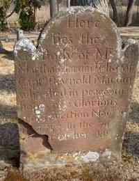 Martha WATERMAN - Grave Inscription: Here Lies the Body of Mrs. Martha Marvin relict of Capt. Reynold Marvin who died in peace in hopes of a glorious resurrection -