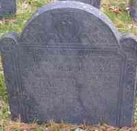 Mary WHEELER - Grave Inscription: HERE LIES BURIED ye BODY OF ye WIDOW MARY MERIAM RELICT OF DEACON JOHN MERIAM WHO DECd DECEMBR ye 26th A D 1747 IN ye 75