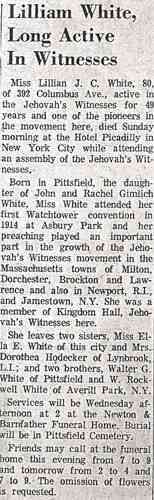Lillian Juliana Christine WHITE - Obituary